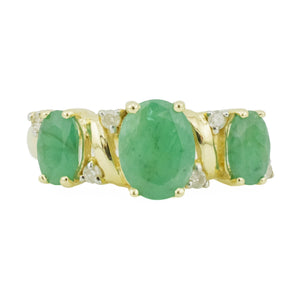 1.70ctw Oval Emerald & Diamond Accented Gemstone Ring in 14K Yellow Gold - Size 7