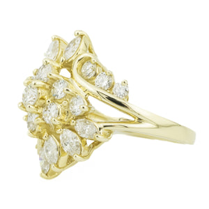 2.50ctw Diamond Cluster Lady's Ring in 14K Yellow Gold - Size 5.25