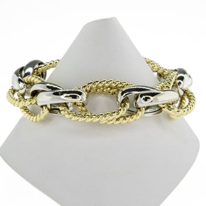 Hollow Gold Fashion Bracelet 8.7" in 14K Two Tone Gold