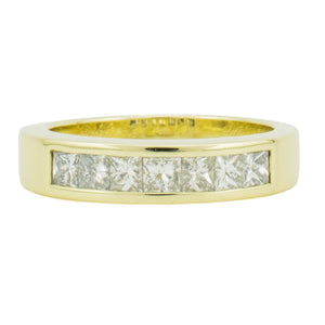 1.00ctw Princess Cut Diamond Accented Channel Set Wedding Band in 14K Yellow Gold - Size 10.5