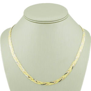 6mm Wide Braided Herringbone 18" Chain in 14K Three Tone Gold - 15 Grams