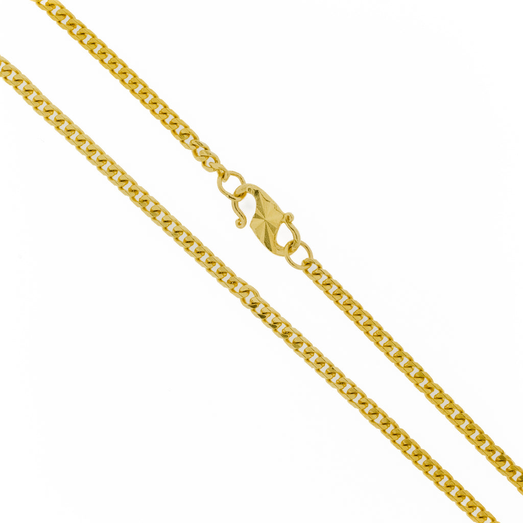 2.5mm Wide Curb Link 21" Chain in 22K Yellow Gold - 15.6grams