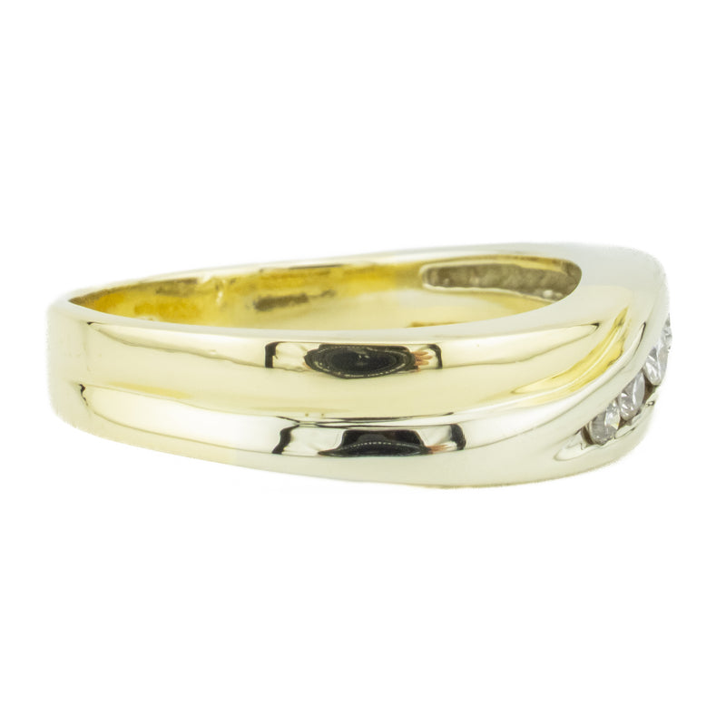 0.15ctw Round Diamond Men's Wedding Band Ring in 14K Two Tone Gold - Size 10