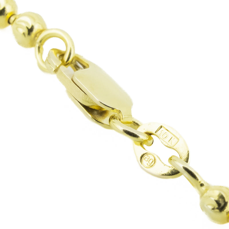 2.7mm Wide Moon Cut Bead Chain 28" Necklace in 10K Yellow Gold - 16 Grams