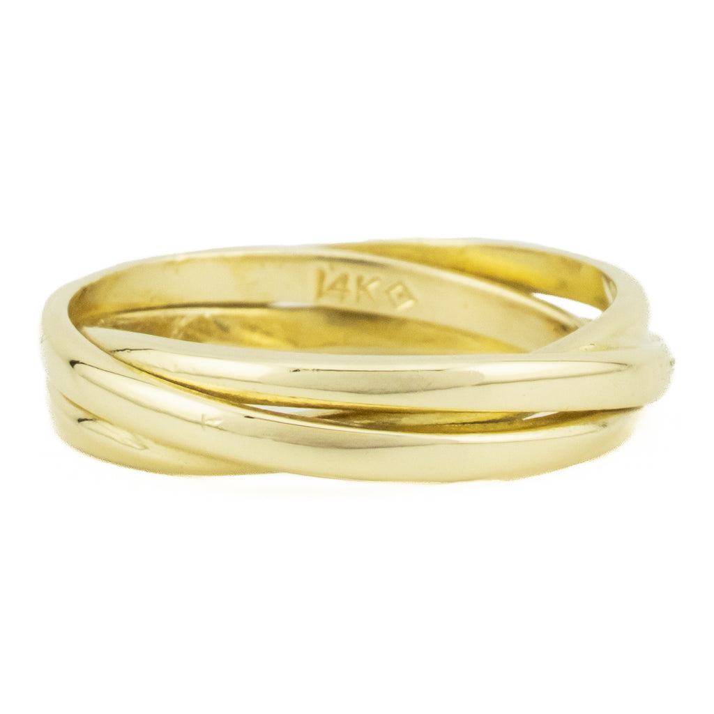 Three Band Interlocking Ring in 14K Yellow Gold - Size 5.5