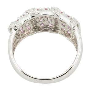 Pink Sapphire and Diamond Accented Ring in 14K White Gold - Size 8.5