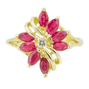0.4ctw Ruby & Diamond Accented Ring in 14KYG- Size 8.25