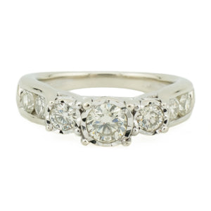 0.75ctw Round Diamond & Diamond Accented Engagement Ring in 14K White Gold - Size 4.5