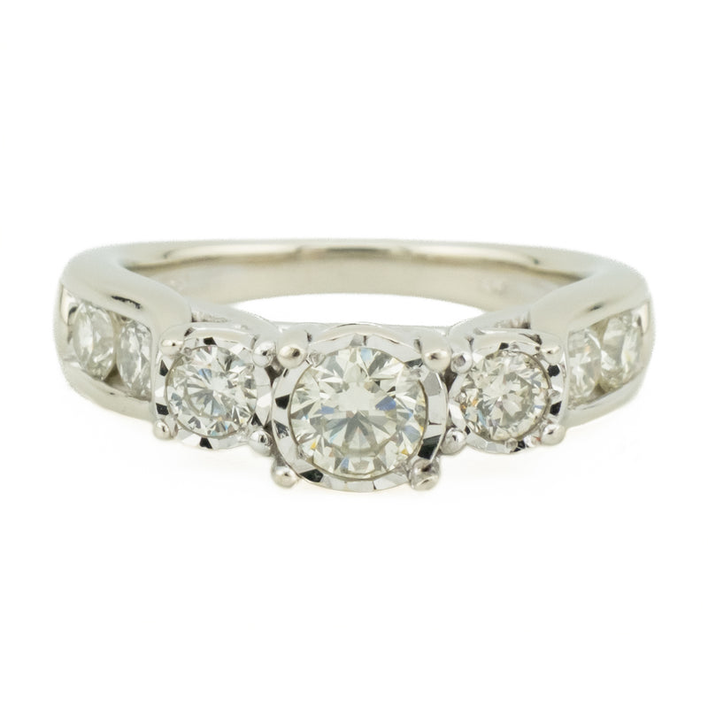 0.75ctw Round Diamond & Diamond Accented Engagement Ring in 14K White Gold - Size 4.5