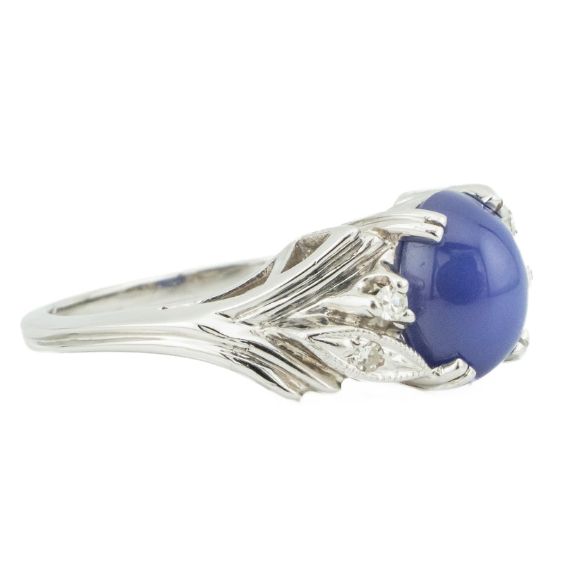 2.35ct Oval Lindy Star Sapphire & Diamond Accented Ring in 14K White Gold - 6.5