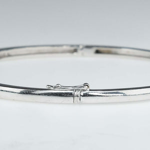 Sapphire and Diamond Hinged Bangle Bracelet in 14K White Gold