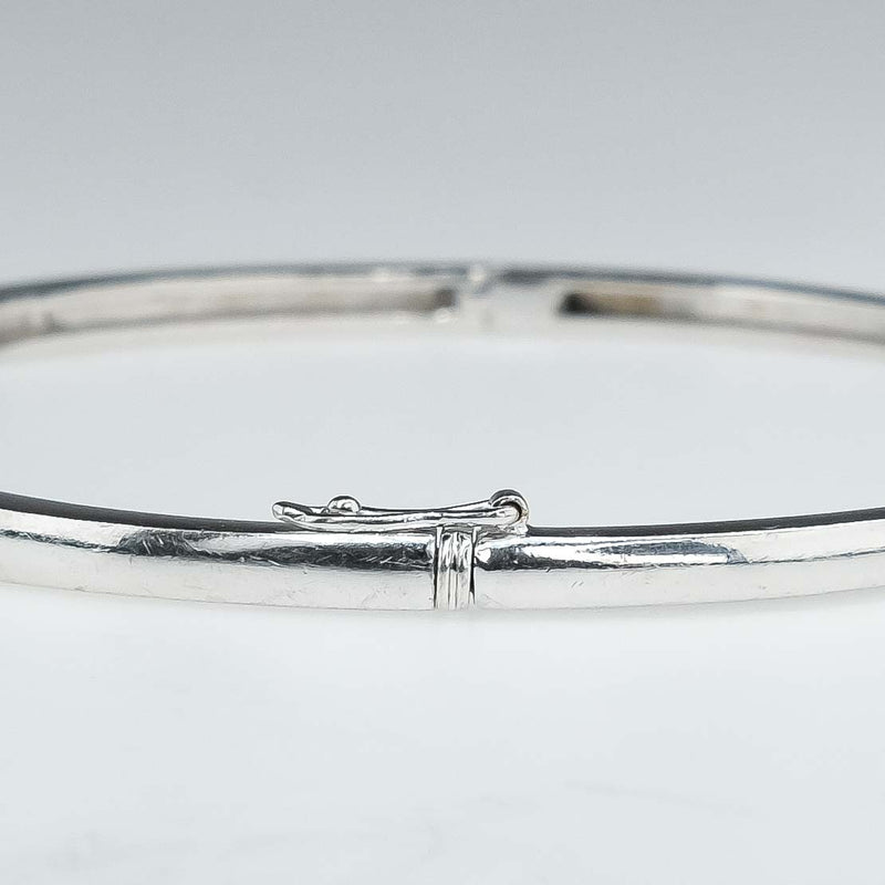 Sapphire and Diamond Hinged Bangle Bracelet in 14K White Gold