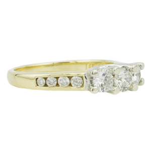 1.00ctw Round Brilliant Diamond Accented Engagement Ring in 14K Two-Tone Gold - Size 6.75