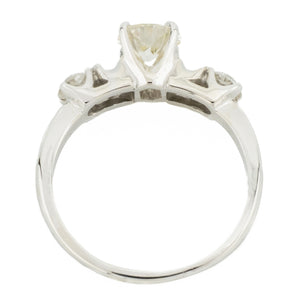0.70ctw Vintage European Cut L/VS2 Diamond & Accents Engagement Ring in 14K White Gold - Size 6.5