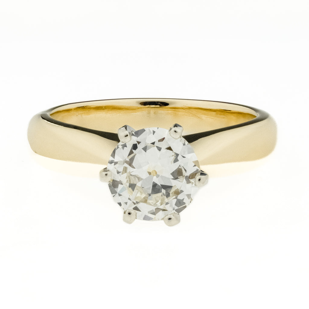 1.25ctw European Cut Diamond Solitaire Engagement Ring in 14K Yellow Gold Size 5.5