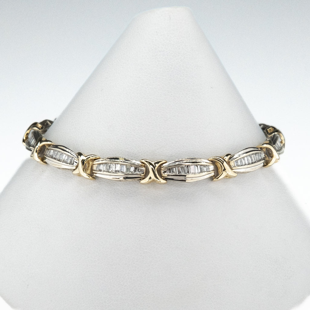 3.00ctw Multi Diamond 8" Tennis Bracelet in 14K Two Tone Gold