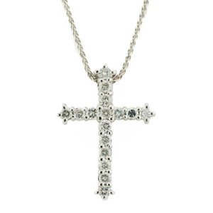 1.00ctw Round Diamond Accented Cross Pendant in 14K White Gold - Chain Not Included