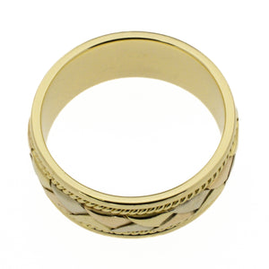 7.75mm Wide Gold Band Ring in 14K Tri-Tone Gold - Size 6.75