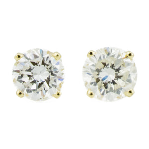 0.90ctw Round Diamond Solitaire Stud Earrings in 14K Yellow Gold