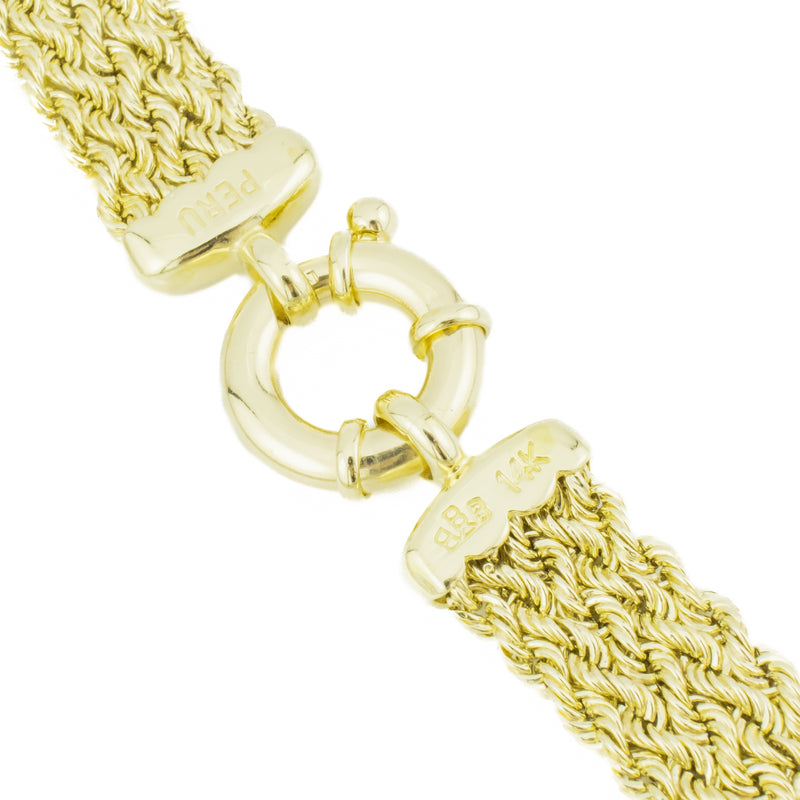 10mm Wide Multi-Strand Rope 18" Necklace in 14K Yellow Gold - 15.3 Grams