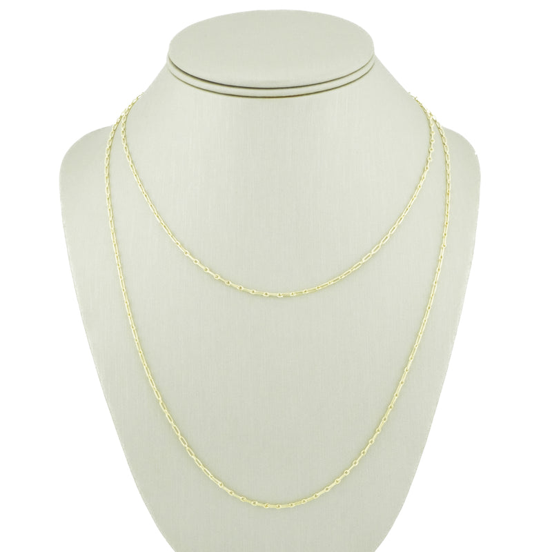 1.6mm Wide Paperclip Chain Necklace 36" in 14K Yellow Gold - 7.2 Grams
