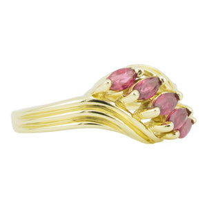 0.55ctw Marquise Ruby Accented Ring in 14K Yellow Gold - Size 4.5