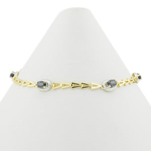 2.45ctw Sapphire Gemstone 7.5" Bracelet in 10K Two-Tone Gold - 2.9 Grams