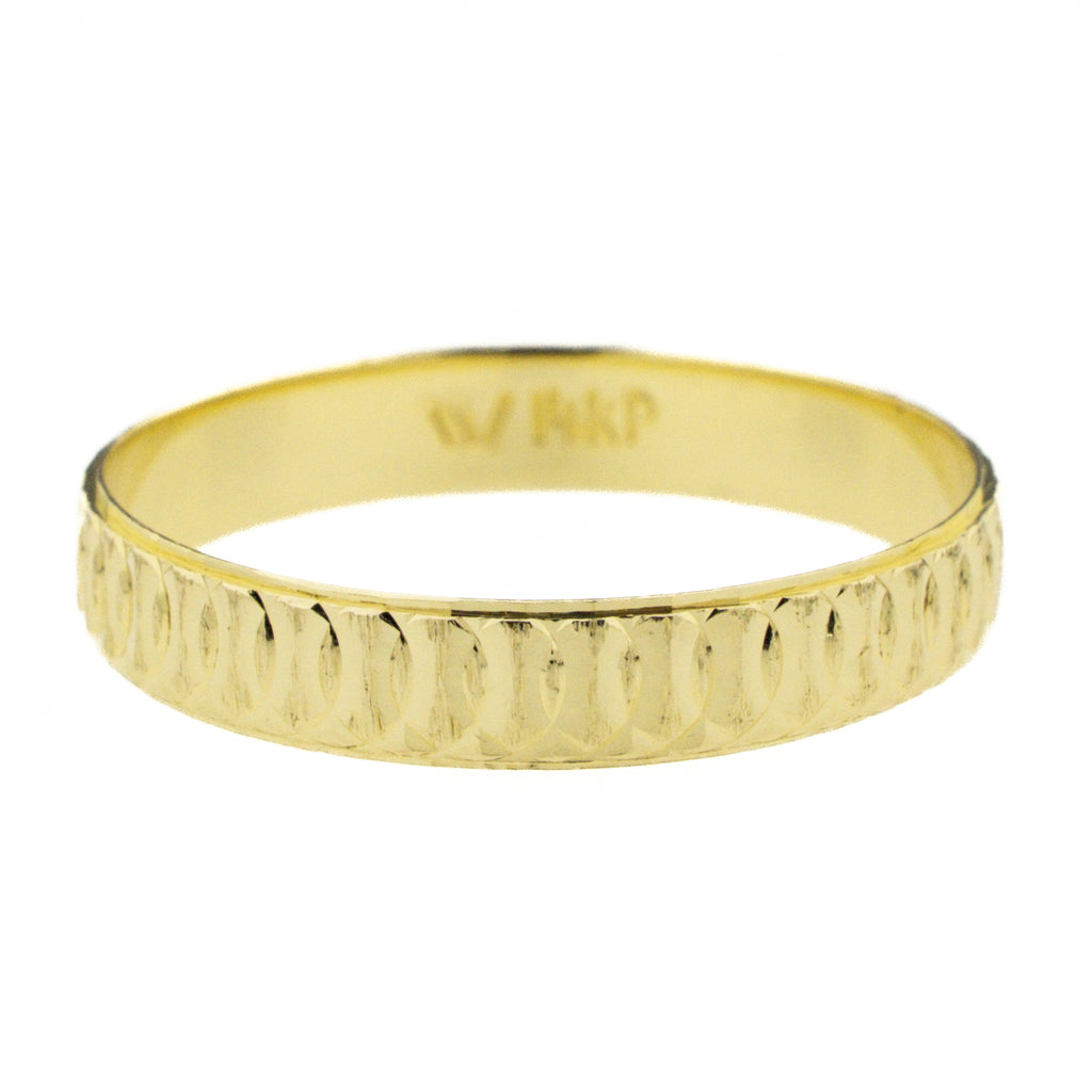 4mm Wide Circle Pattern Gold Band Ring in 14K Yellow Gold - Size 10.50