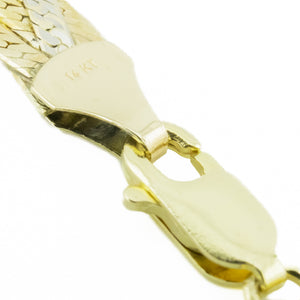 6mm Wide Braided Herringbone 18" Chain in 14K Three Tone Gold - 15 Grams