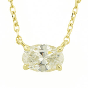 0.38ctw Oval Diamond Solitaire 18" Cable Chain Necklace in 14 Yellow Gold