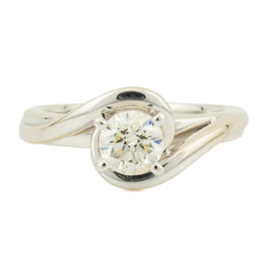 0.55ct Round Diamond R/I2 Solitaire Engagement Ring in 14K White Gold