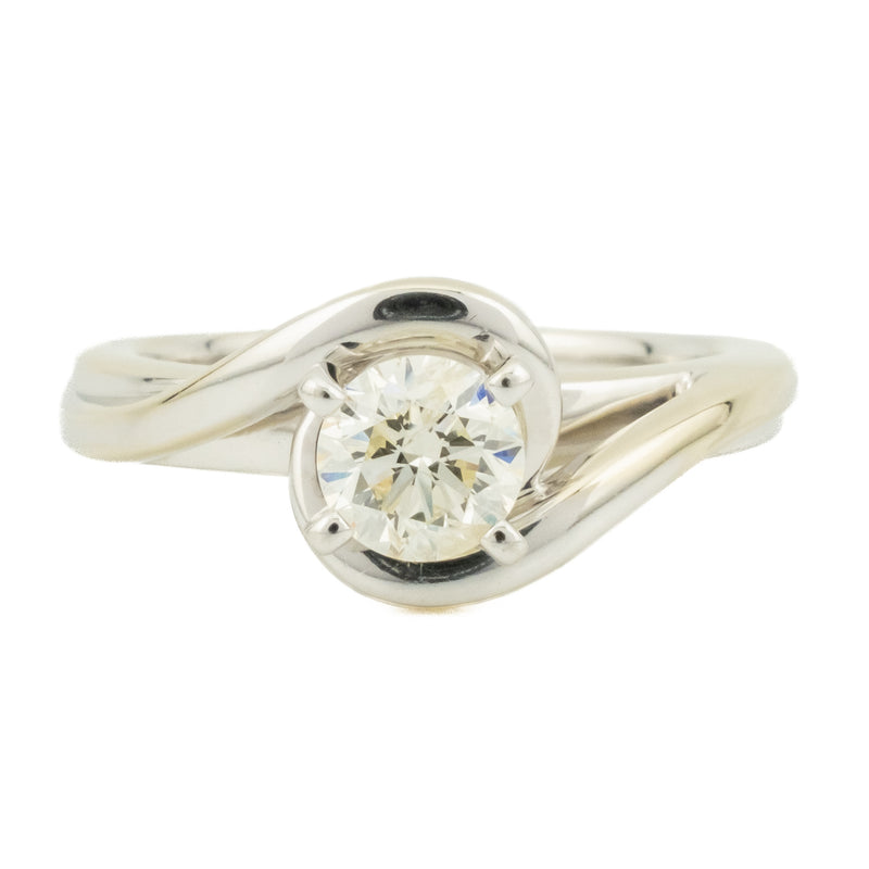 0.55ct Round Diamond R/I2 Solitaire Engagement Ring in 14K White Gold