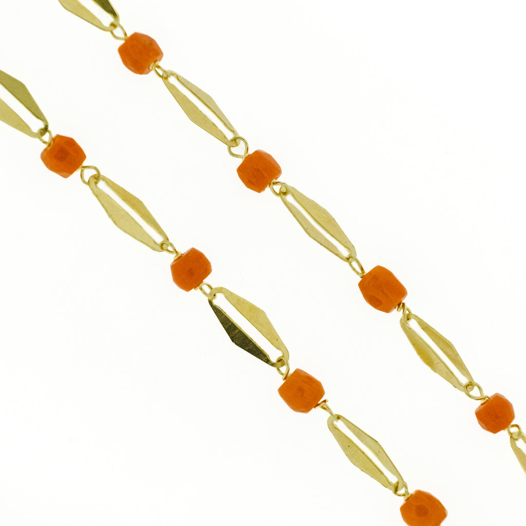 Ladies Fashion Coral 15" Necklace in 18K Yellow Gold