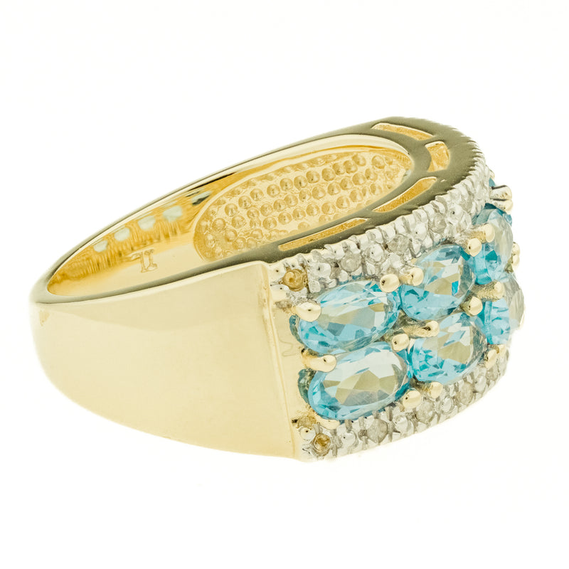 2.10ctw Blue Topaz with Diamond Accents Ring in 10K Two Tone Gold - Size 6.5