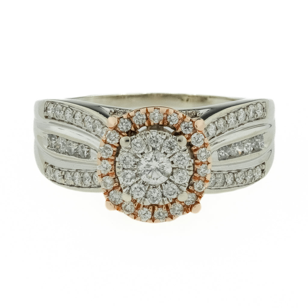 0.81ctw Round Diamond Accented Cluster Lady's Ring in 10K Two Tone Gold - Size 10.75