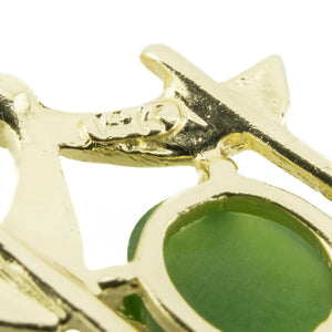 Oval Jade Solitaire Pagoda Pendant in 14K Yellow Gold - 1.4 Grams