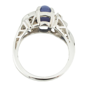 2.35ct Oval Lindy Star Sapphire & Diamond Accented Ring in 14K White Gold - 6.5