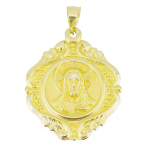 Reversible Jesus and Virgen Guadalupe Religious Pendant in 14K Yellow Gold - 5.2 grams