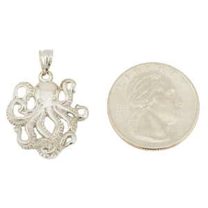 Octopus Pendant in 10K White Gold - 3.2 Grams
