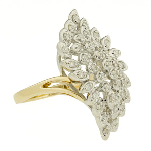 0.40ctw Round Brilliant Diamond Accented Cluster Ring in 14K Two-Tone Gold - Size 6