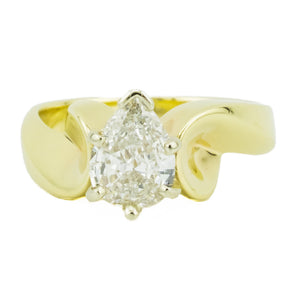 1.00ctw Pear G/SI2 Diamond Solitaire Engagement Ring in 14K Yellow Gold - Size 6.25