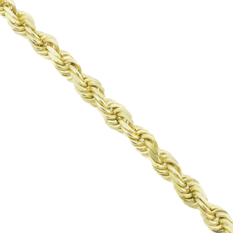4.5mm Wide Rope Link Chain 9.25" Bracelet in 10K Yellow Gold - 5.6 grams
