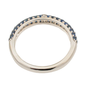 Rose Cut Diamond with Sapphire Accents Ring in 14K White Gold - Size 6.5