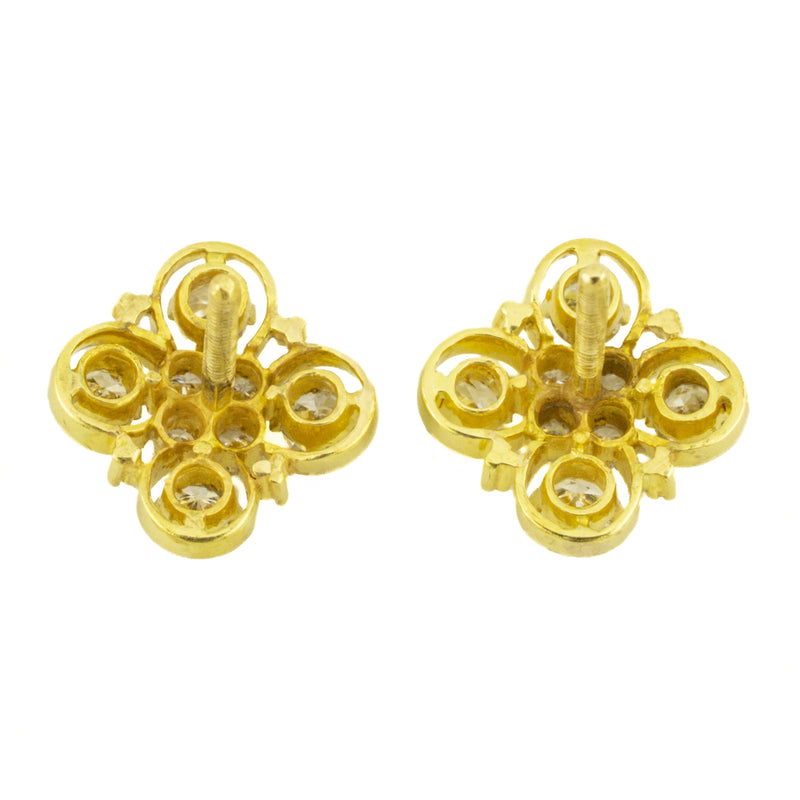 1.20ctw Diamond Accented Cluster Earrings in 22K Yellow Gold