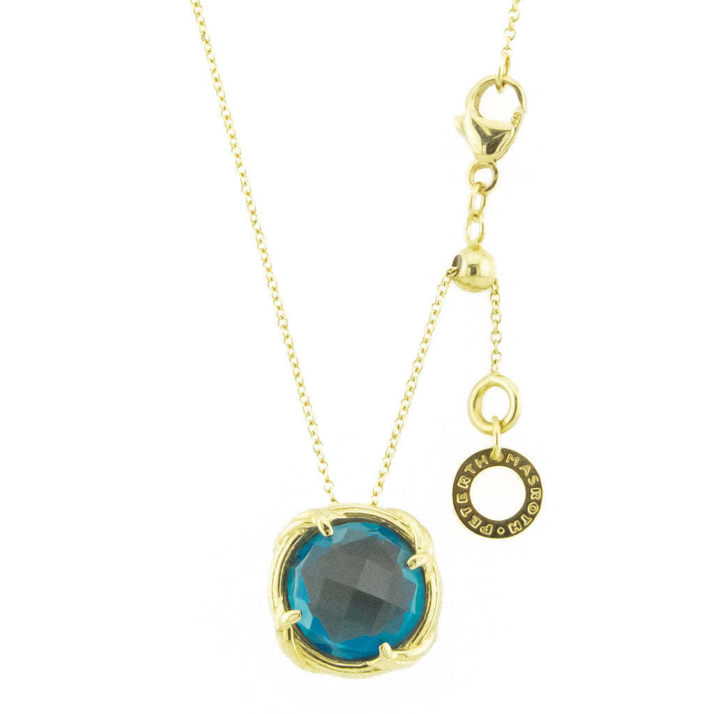 Peter Thomas Roth 9.30ctw Blue Topaz Pendant in 18K Yellow Gold on 18" Cable Chain in 18K Yellow Gold