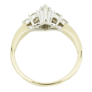 0.60ctw Marquise Diamond & Accented Engagement Ring in 14K Two-Tone Gold - Size 9