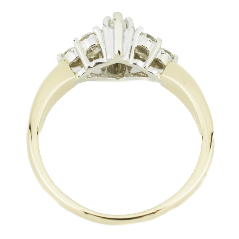 0.60ctw Marquise Diamond & Accented Engagement Ring in 14K Two-Tone Gold - Size 9