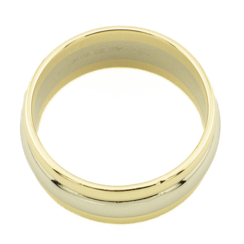 7.5mm Wide Tripple Gold Wedding Band Ring in 14K Two Tone Gold - Size 7.75