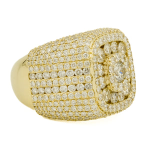 7.4ctw Gent's Diamond Cluster Ring in 14K Yellow Gold - Size 10