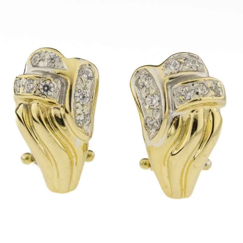 0.25ctw Round Diamond Omega Back Earrings in 14K Two Tone Gold